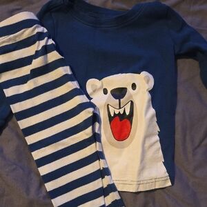 Old Navy Kids Pajama Set - Blue and White Stripes with Polar Bear